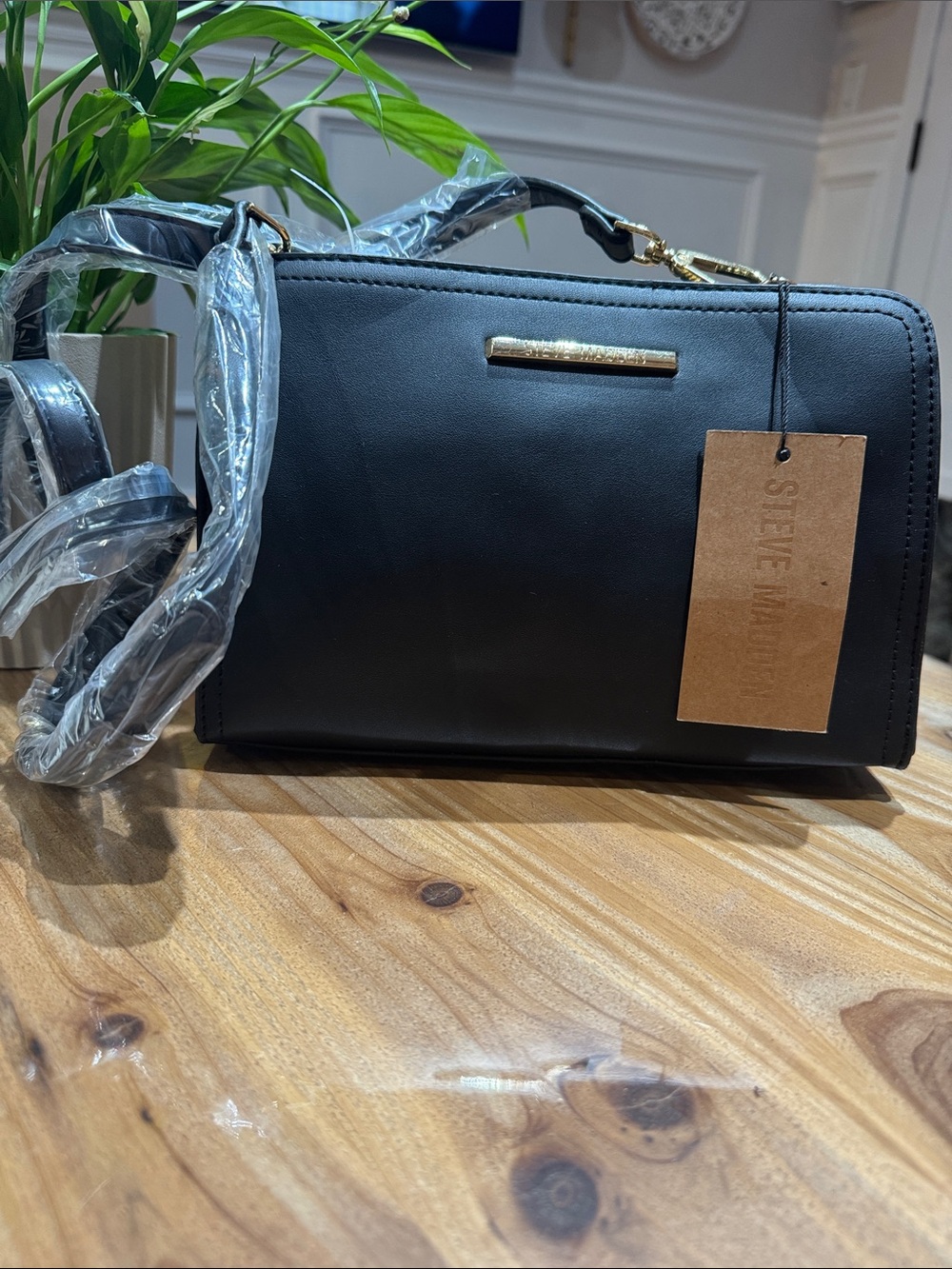 Steve Madden Black Crossbody with Gold Accent
